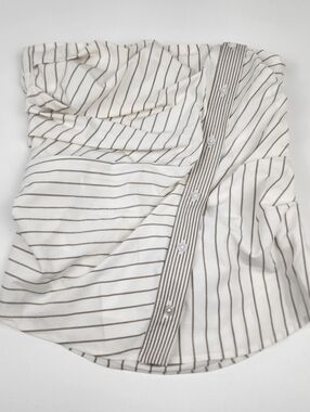 Kenneth Cole Strapless Wrap Top XS White Beige Striped NWT Bandeau Blouse